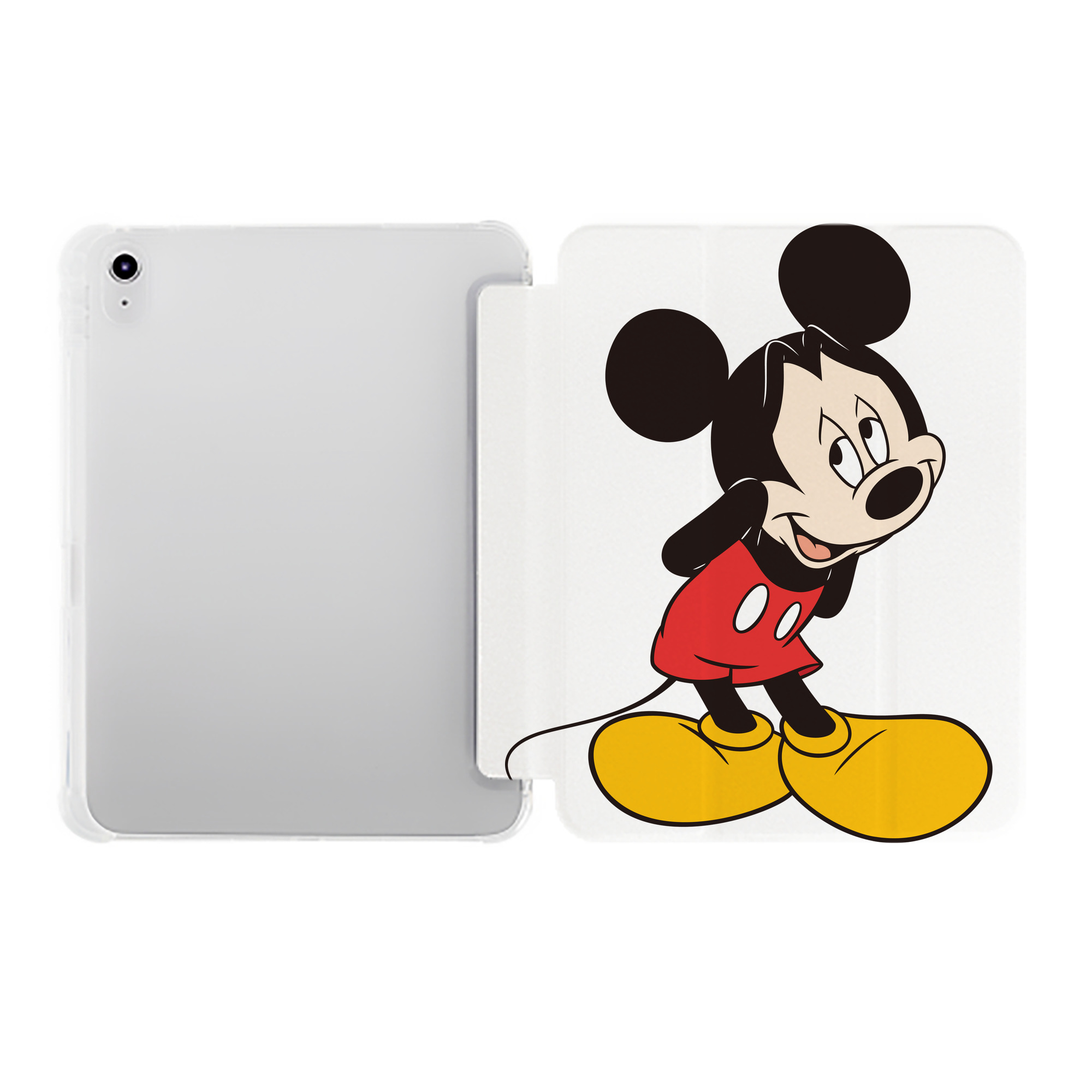 （画像用） ミッキーマウス Mickey Mouse IPad ケース ペン収納付き 三つ折りスタンド PUレザー×シリコン 対応機種9.5/10.5/10.9インチ